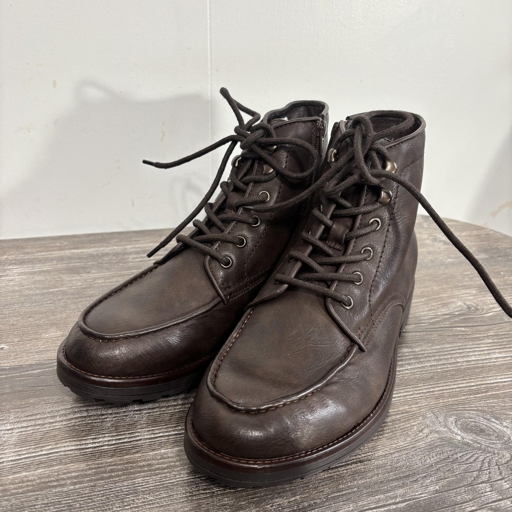 Frye And Co Norman Boots Mens Size 9 Brown Combat Lace Up Ankle Lug Sole Zip